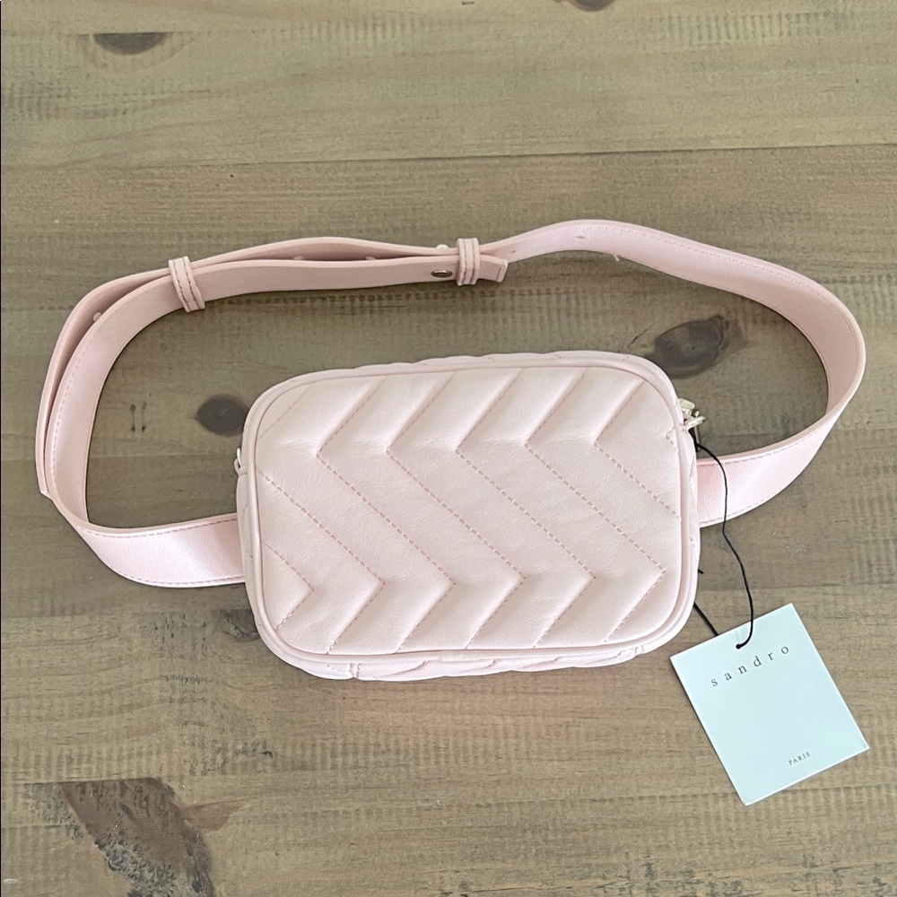Sandro Light Pink Quilted Crossbody/Belt Bag